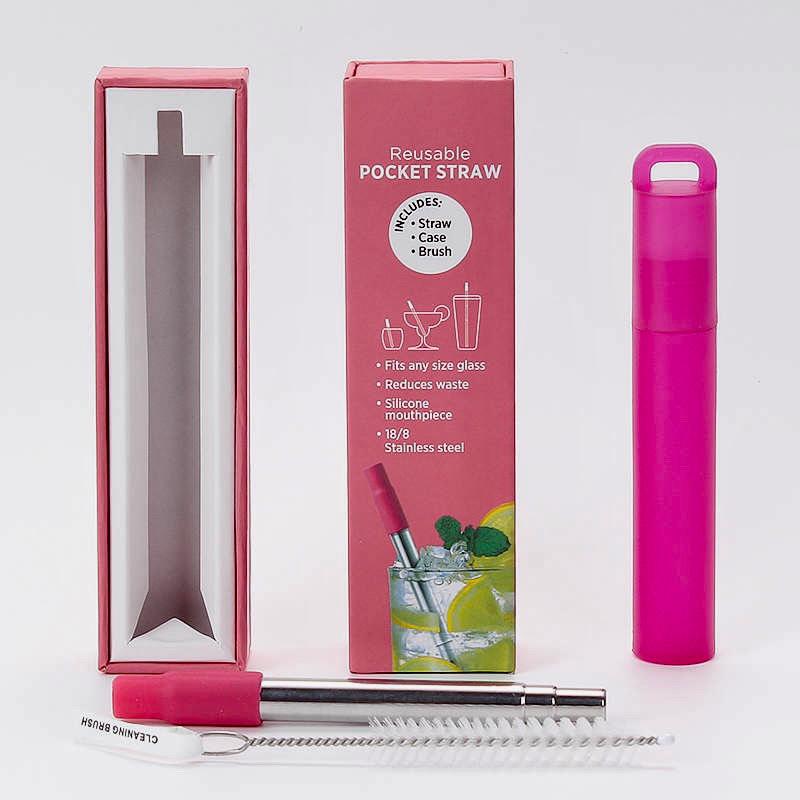 Reusable Pocket Straw - Pink