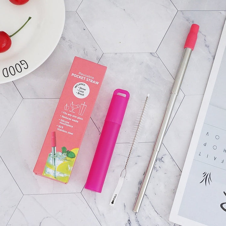 Reusable Pocket Straw - Pink